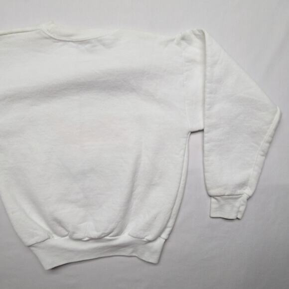 Vintage Scarecrow Sweatshirt Hanes Blue Bow White Youth M Fall Sweater 90s - Picture 11 of 13